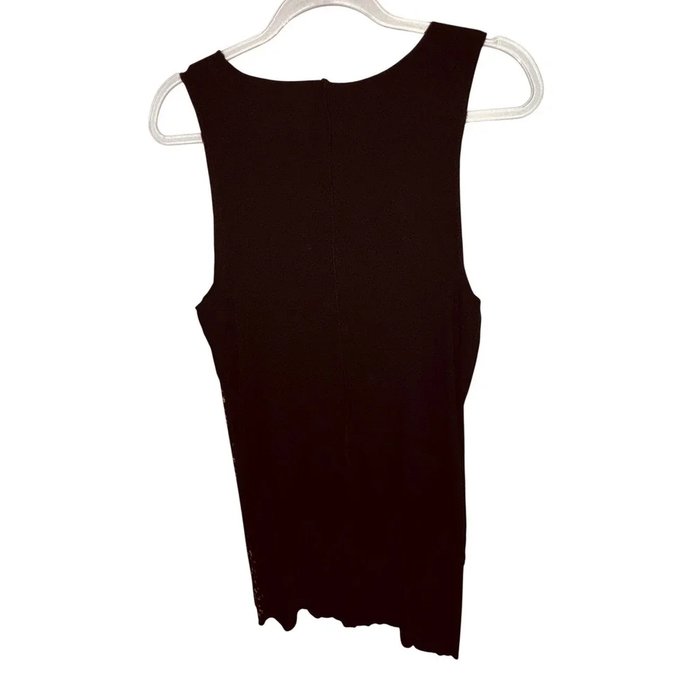 Aeropostale XL Black Floral Ribbed Knit‎ Sleeveless Bodycon Dress Y2k Cottage
